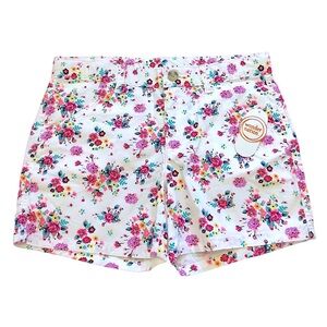 Wonder Nation Girl’s XL Shorts Floral Chino Adjustable Pink Purple Teal